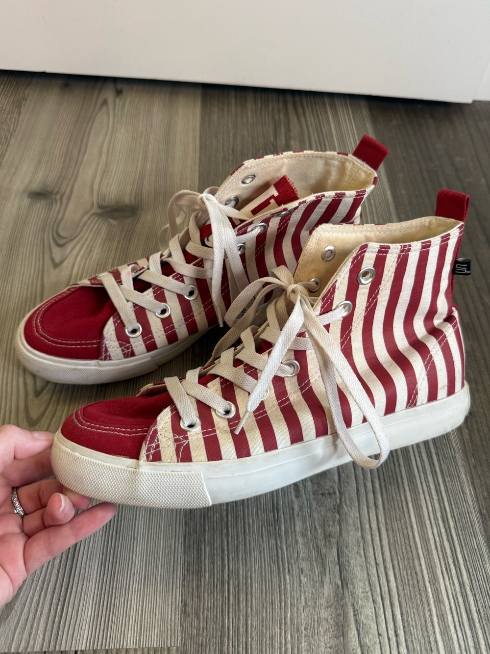 Skicks IU Canvas Striped High Top Sneakers